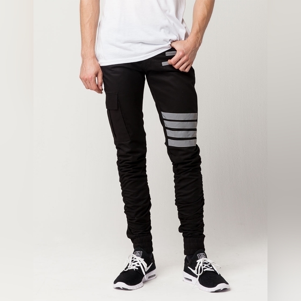 UNCLE Ralph Twill Reflective Cargo Jogger Pants Men s Black Size Small